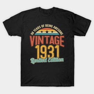 90th Birthday 90 Years of Being Awesome 1931 T-Shirt